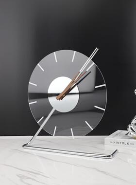 现代简约亚克力金属时钟台钟桌面摆件书房客厅卧室样板房家居饰品