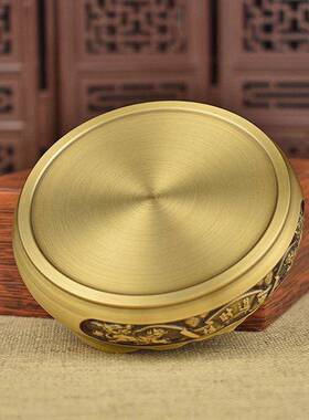 黄铜香炉底座百福缸铜葫芦纯铜莲花底座家居办公室复古创意铜摆件