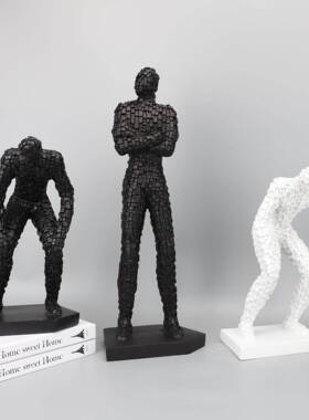 代现简约创桌0136意树脂赛克人物摆件办公室样板间家居马客厅面装