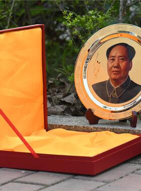 毛主席摆件铜像铜盘子毛爷爷头像客厅书房摆像办公室装饰盘礼品