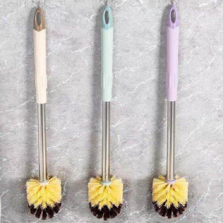 Stainless steel bathroom cleaning long handle sanitary wire brush