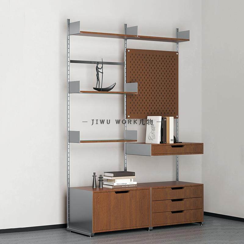 Floor-standing storage system wall track bookshelf wall-mounted bookcase ancient cave plate storage rack open coat rack