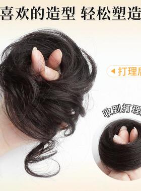 真发龙须丸子头假发发圈