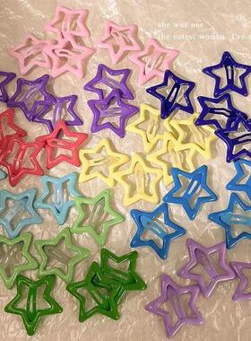 Y2K BB Solid Star Hairclips Girls Colorful Kawaii Star