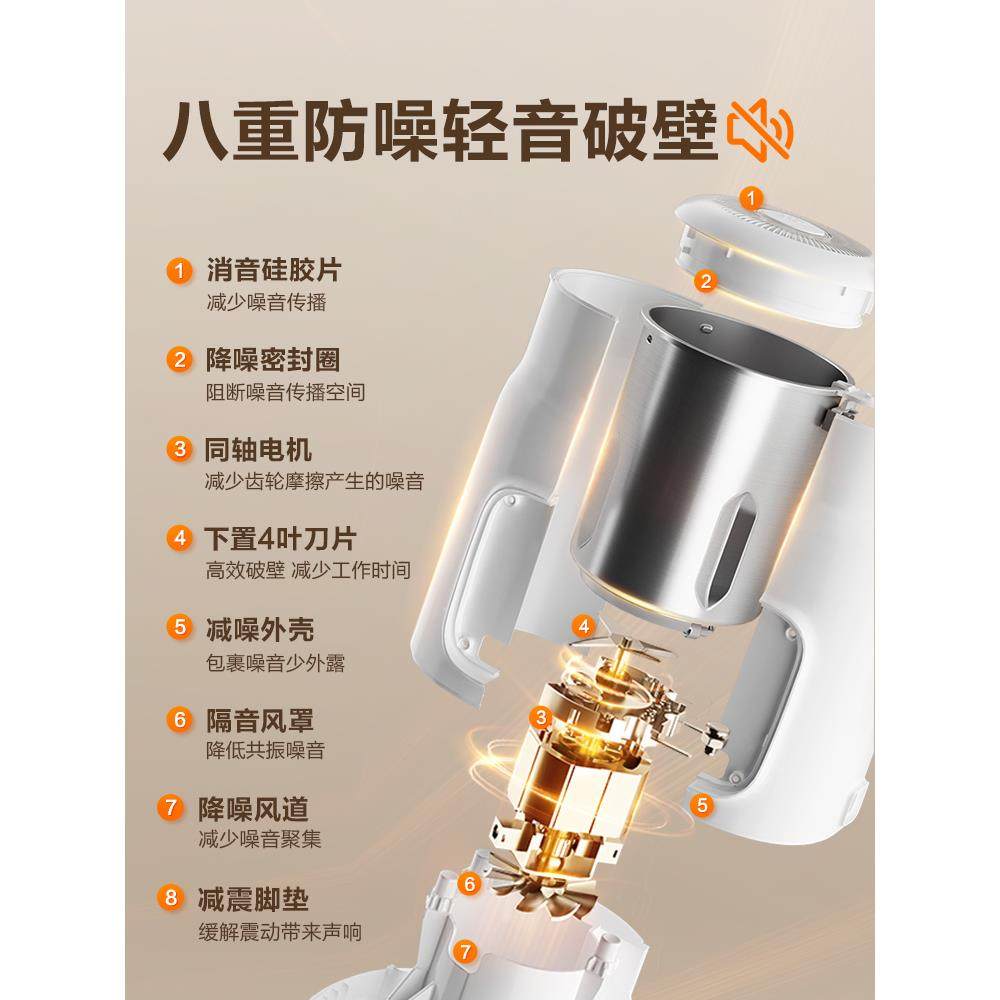 破壁机家用全自动静音新款2025年无渣榨汁机一体小型豆浆机米糊机,淘宝优惠券,粉丝福利购,淘宝优惠卷