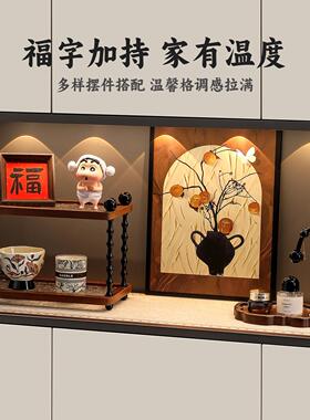 中古风玄关钥匙收纳摆件客厅入户鞋柜餐边柜复古法式软装布置摆画