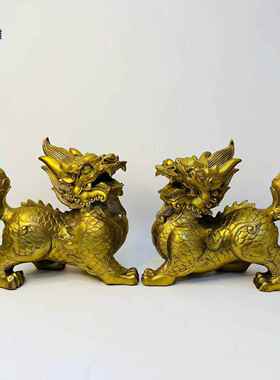铜麒麟摆件一对八卦麒麟铜摆件办公室装饰摆设公司办公室开业礼品