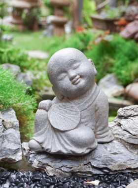 庭院造景布置小和尚沙弥户外花园摆件中式禅意院子客厅门口景观