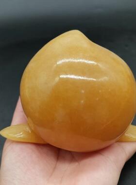 天然米黄玉桃子摆件桃李满天下寿桃长命百岁家居装饰品摆件