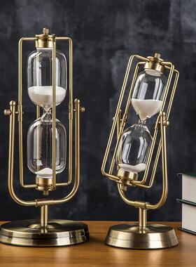 现代简约金属沙漏计时器摆件 北欧风格创意家居软装饰品客厅摆设