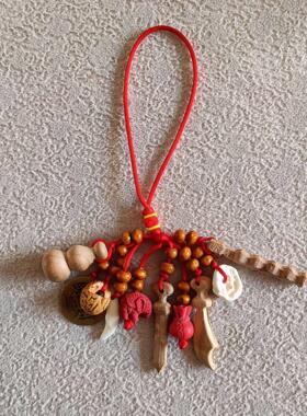 厂家红绳桃木挂件狗牙葫芦铜钱桃木剑纯手工编制