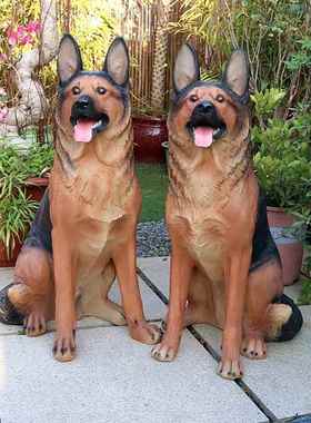 仿真动物玻璃钢雕塑草地户外狼狗装饰品园林景观德牧看门招财摆件