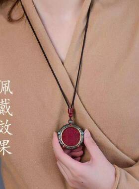 原矿朱砂藏银唐卡山鬼花钱吊坠紫金砂本命年女项链礼物饰品