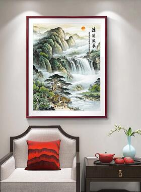 聚宝盆山水画办公室挂画客厅沙发背景墙八方聚财国画手绘高档大气
