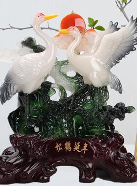 松鹤寿桃摆件馈赠爷爷奶奶老年人父母长辈贺岁生日祝寿贺寿礼品