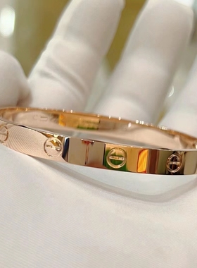 公价5万+】99新卡地亚玫瑰金宽版手镯无钻正品二手