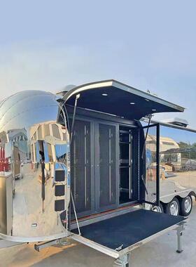 工厂直供不锈钢镜面餐车 移动小吃车 拖挂式餐饮房车商用食品机械