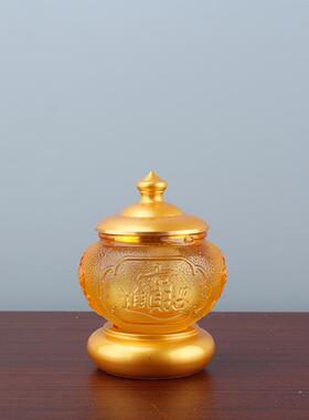 供财神关公全套供佛用品套装合金琉璃供香炉果盘水杯佛灯桌面摆件