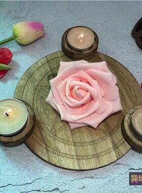 木质温馨 家居摆饰 杯蜡 装饰道具 北欧风小众 五芒星烛台 托 托