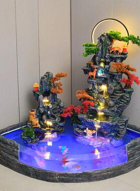 庭院室内外鱼池缸造景装饰大型假山流水喷泉生财落地摆件酒店花园