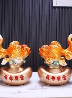 招财锦鲤年年有余公室金鱼摆办件柜电视酒柜家居饰品流装沙PBH画