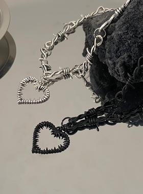 ins跨境爱心荆棘项链嘻哈项链