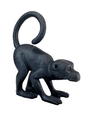 米兰猴子黑色白色小猴摆件工艺品创意家居客厅装饰品动物猴摆设