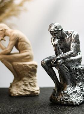 欧式思考者树脂人物摆件创意家居办公室书架装饰品雕塑人物摆件