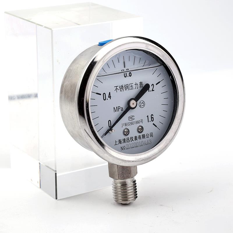 YN60BF不锈钢耐震压力表耐高温防腐蚀耐酸碱油压表0-0.6/1/1.6Mpa - 图2