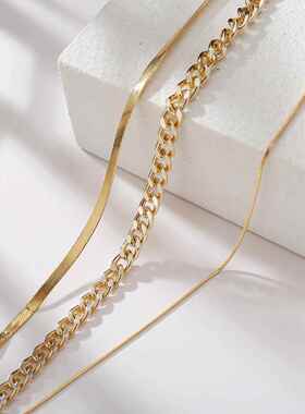 Women Vintage Multi-layered Snake Chain Necklace 三层锁骨炼