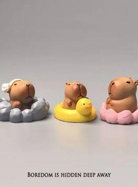 可爱水豚卡皮巴拉微景观创意小公仔盲盒装饰品配件车载桌面小摆件