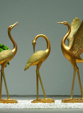 彷铜鹤雕塑玻璃纤维装饰品房屋庭院装饰品白鹭假山水池景观动物红