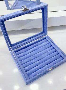 高级绒布首饰收纳盒戒指耳钉手链项链饰品收纳简约现代开窗1021d