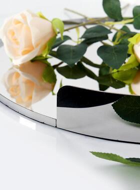 托盘北厅欧银托盘摆色件客餐酒店摆件家居装饰锈品不钢镜面轻奢摆