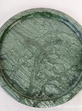 绿色大理石托盘家居软装饰品样板房摆件化妆品卫浴收纳托盘手工