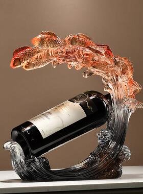 年年有年年有余余 柜余锦鲤架红酒酒装饰品摆件家用客厅家鱼居餐