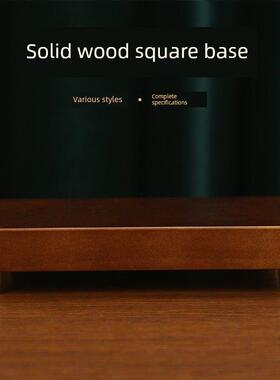 实木雕刻奇怪的矩形基座石装饰品佛像玩花盆景茶壶香炉木制支架15