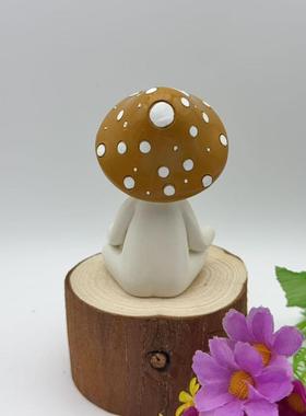 可爱冥想打坐瑜伽蘑菇桌面摆件家居客厅装饰品花园庭院树脂工艺品