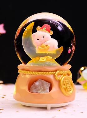新款跨境热卖月夜诞梦水晶球发光音乐盒儿童房间装饰礼品厂家直销