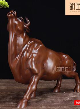 铜匠仁 紫铜孺子牛旺市桌面铜器摆设铜生肖牛中式电视柜炒股股市