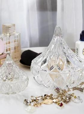 玻璃糖缸水晶首饰戒指储物罐蜡烛香薰容器松子糖果盅装饰摆件