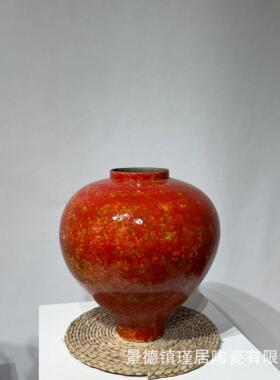 温颜色釉中国风花器、手工肌理、手工异形花摆件、水培、种花
