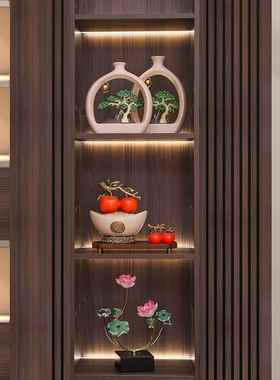 酒柜装饰品新中式家居客厅茶几餐桌电视柜摆设国风茶室摆件迎客松