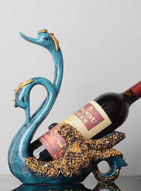 欧式创意红酒架摆件现代简约家用天鹅客厅酒柜装饰品葡萄酒架架子