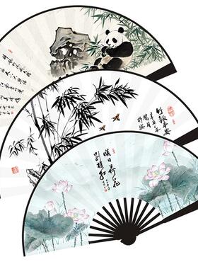 新款龙年中式新款双面龙扇子10寸国潮蹦迪折扇中国风古风舞蹈绢扇