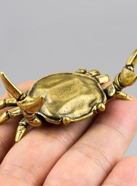 黄铜举重螃蟹摆件办公室笔架金属工艺品创意铜器义乌小商品