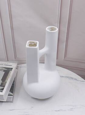 现代简约样板房极简黑白花器软装摆件客厅餐桌建筑创意花瓶装饰品