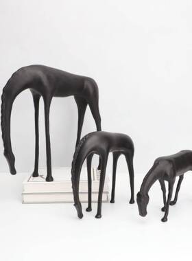 新中式创意铸铁抽摆件头鹿样板房玄关客厅房书0410软装饰低品象摆