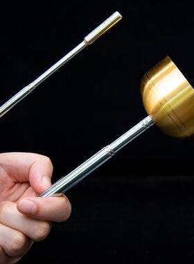 全铜引磬打击乐器直柄引罄家用大号木柄引庆助念敲击乐器静心用品