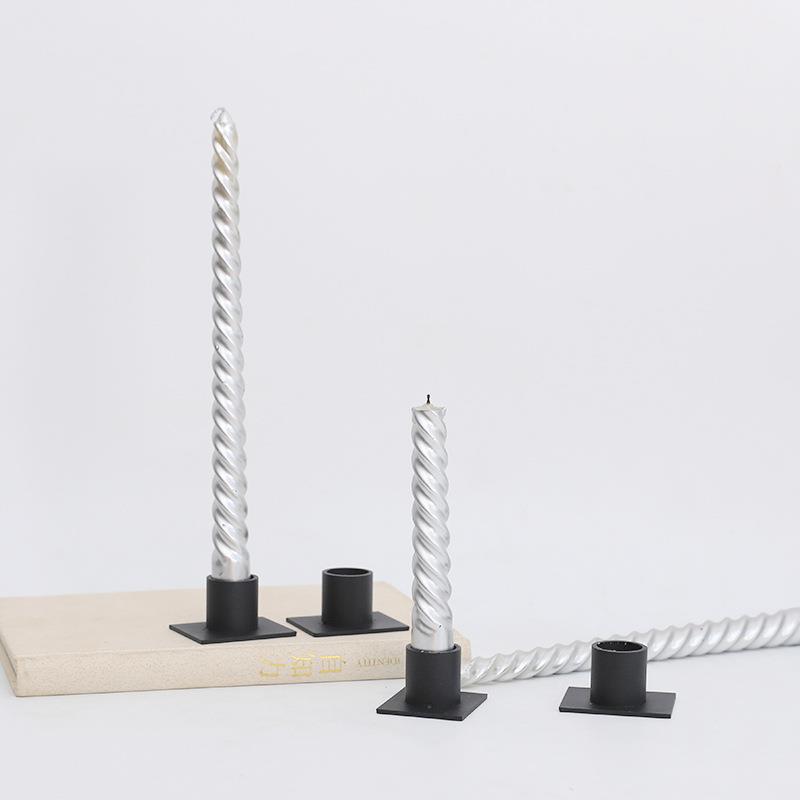 跨境工厂新款方形小烛台黑色铁艺装饰家居工艺品金属摆件浪漫烛光 - 图0